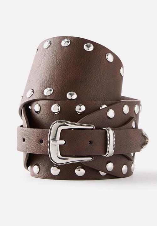 Rubi - Selena statement belt - western wrap/choc /silver