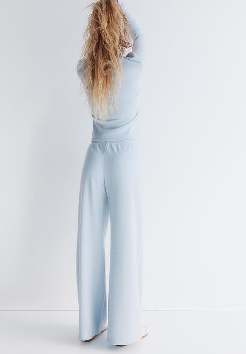 H&M - Waffled drawstring trousers - light blue