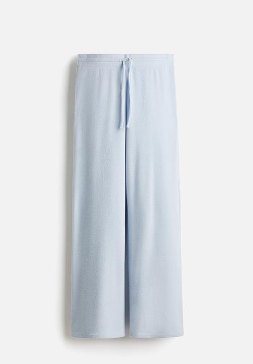 H&M - Waffled drawstring trousers - light blue