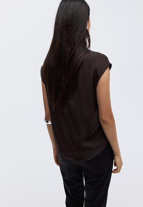 H&M - Cap-sleeved blouse - dark brown