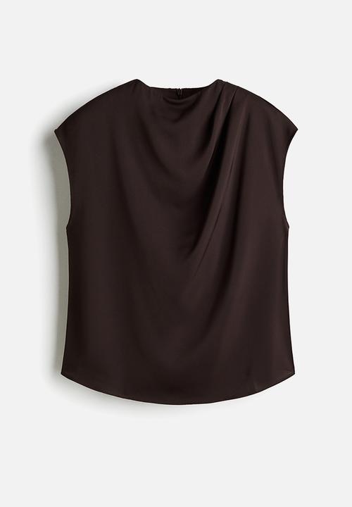 H&M - Cap-sleeved blouse - dark brown