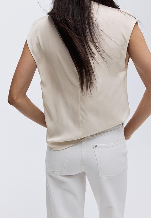 H&M - Cap-sleeved blouse - cream