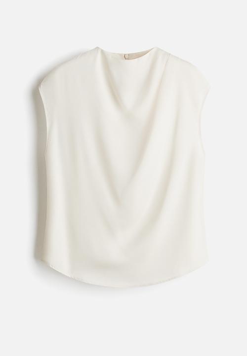 H&M - Cap-sleeved blouse - cream