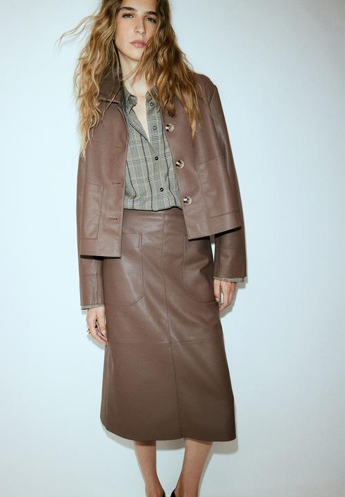 H&M - Coated midi skirt - brown