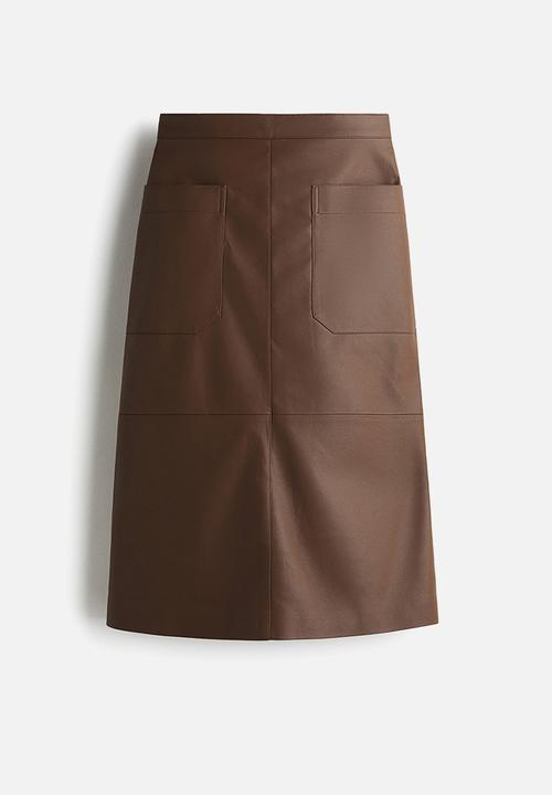H&M - Coated midi skirt - brown