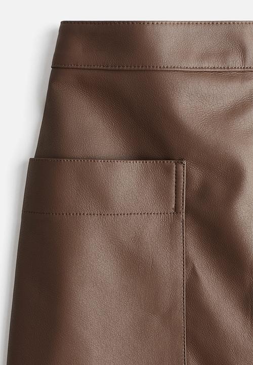 H&M - Coated midi skirt - brown