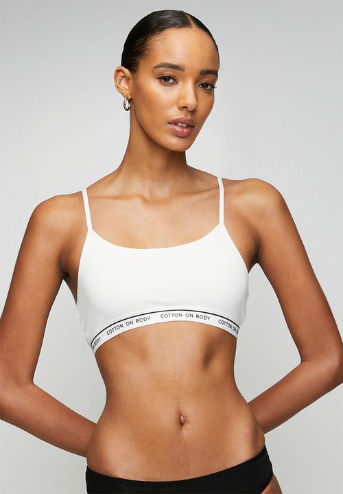 Cotton On - Branded Cotton Scoop Bralette 2 Pack - Black/White