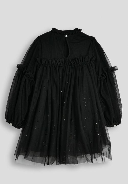 Pop Candy - Fitted dress with frilled overlay - black