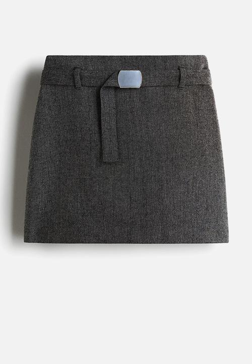 H&M - Belted mini skirt - black marl