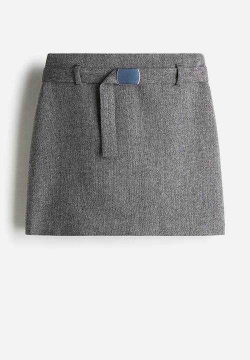 H&M - Belted mini skirt - black marl