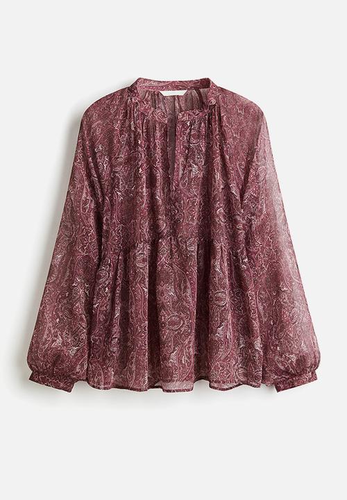 H&M - Patterned chiffon blouse - dark pink paisley pattern