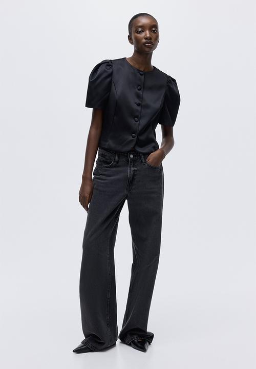 H&M - Puff-sleeved blouse - black