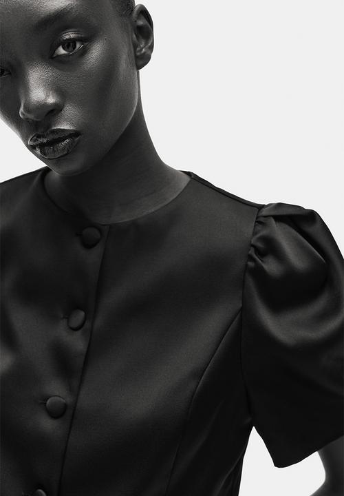 H&M - Puff-sleeved blouse - black