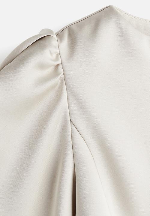 H&M - Puff-sleeved blouse - light greige