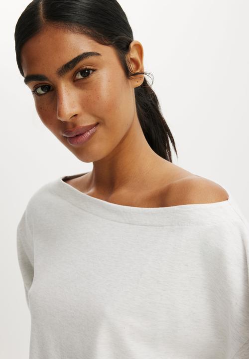Cotton On - Dreamy soft boatneck long sleeve - light grey marle