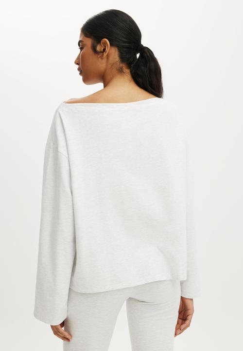 Cotton On - Dreamy soft boatneck long sleeve - light grey marle