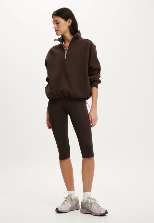 Cotton On - Plush Half Zip Sweatshirt - French Roast