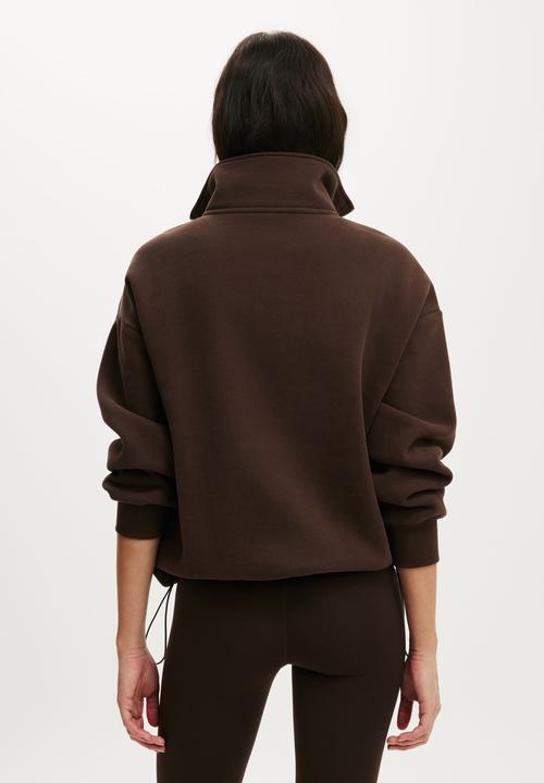 Cotton On - Plush Half Zip Sweatshirt - French Roast