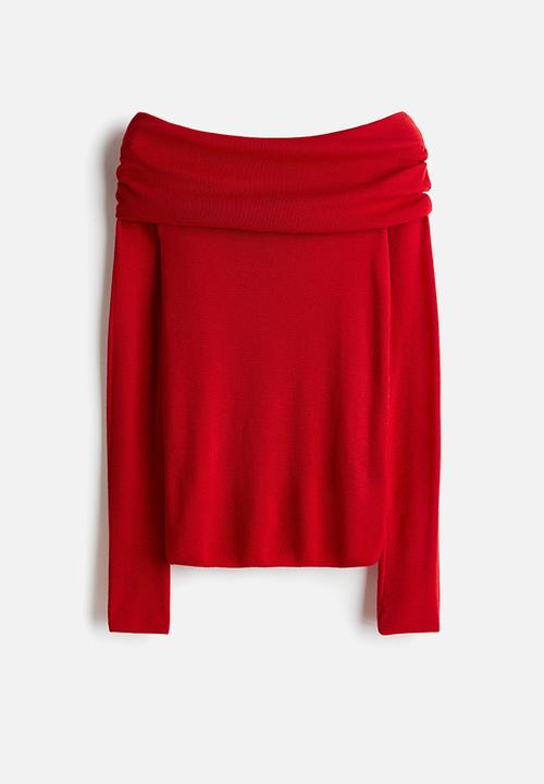 H&M - Off-the-shoulder jumper - bright ed
