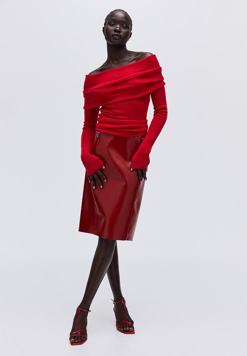 H&M - Off-the-shoulder jumper - bright ed