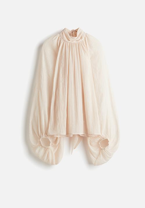 H&M - Tie-neck blouse - powder pink