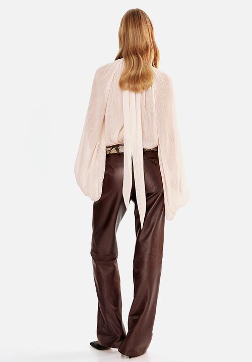 H&M - Tie-neck blouse - powder pink
