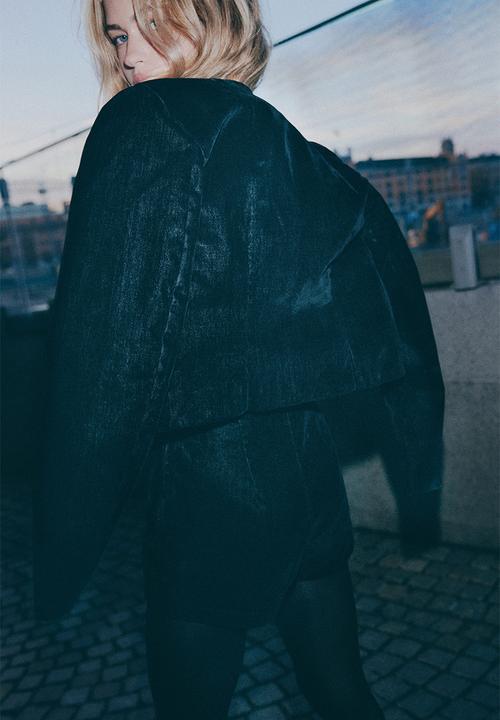 H&M - Flocked denim jacket - black
