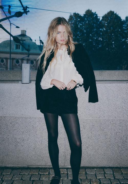 H&M - Flocked denim jacket - black