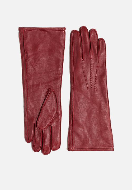 H&M - Long leather gloves - dark red