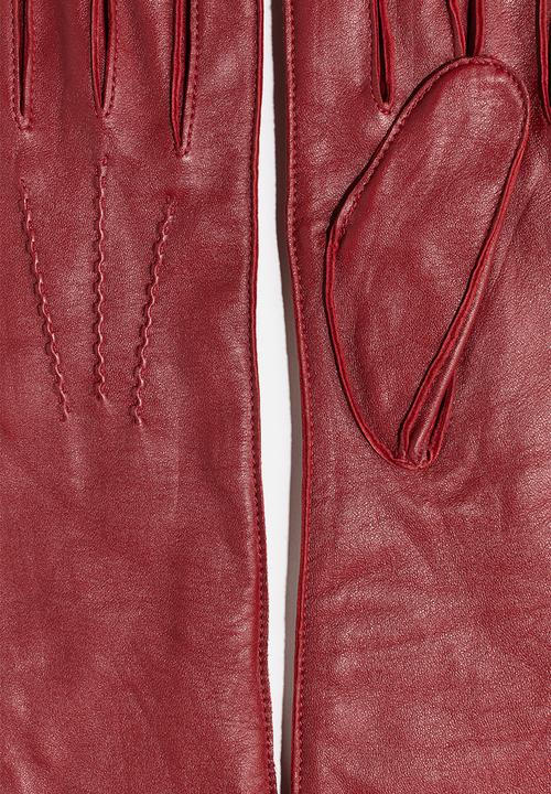 H&M - Long leather gloves - dark red