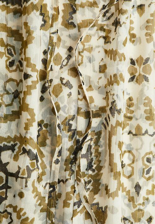H&M - Frilled-collar blouse - light beige patterned 