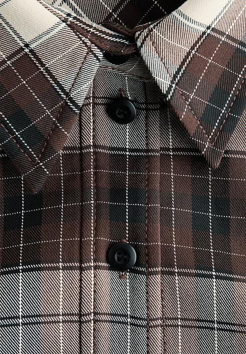 H&M - Waisted twill shirt - dark brown checked