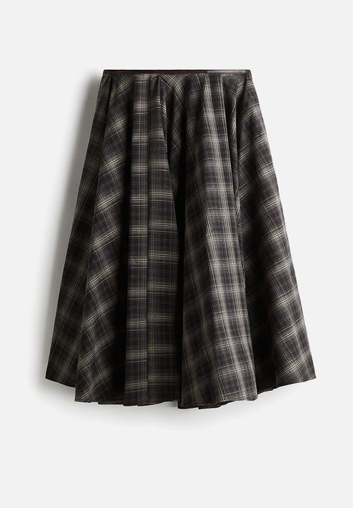H&M - Circular cotton skirt - dark grey checked