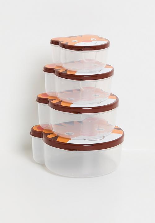 Excellent Houseware - Tiger food storage set of 4 - Orange