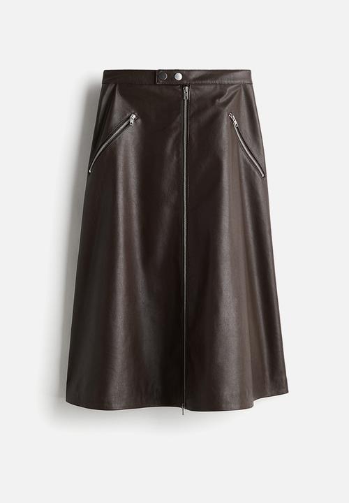 H&M - Coated a-line skirt - dark brown