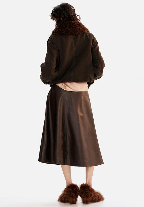 H&M - Coated a-line skirt - dark brown