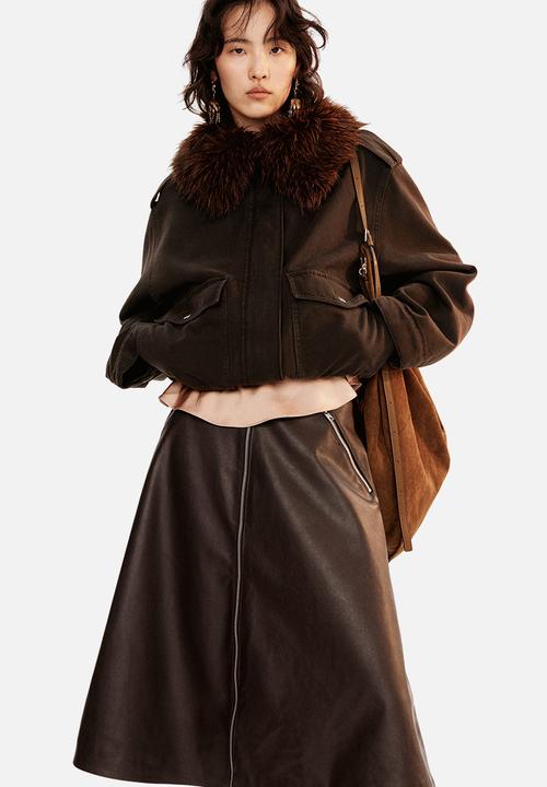 H&M - Coated a-line skirt - dark brown