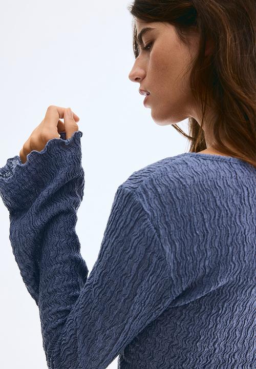 H&M - Overlock-detail cardigan - pigeon blue