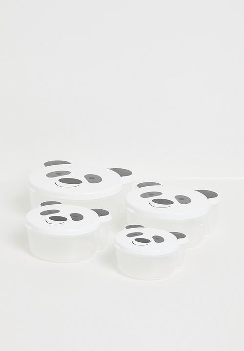 Excellent Houseware - Panda food storage set of 4 - White