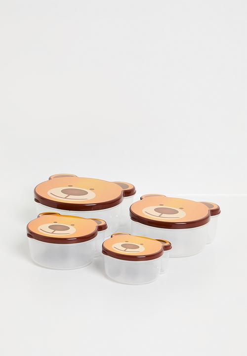 Excellent Houseware - Bear food storage set of 4 - Brown