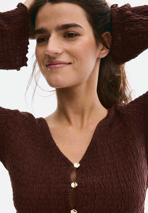 H&M - Overlock-detail cardigan - brown
