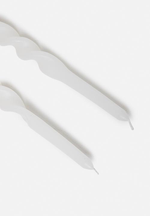 H&S - Twisted Candle Set of 2 - White