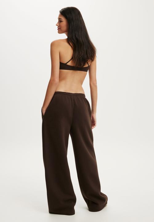 Cotton On - Plush Tie Waist Wide Leg Sweatpant - French Roast