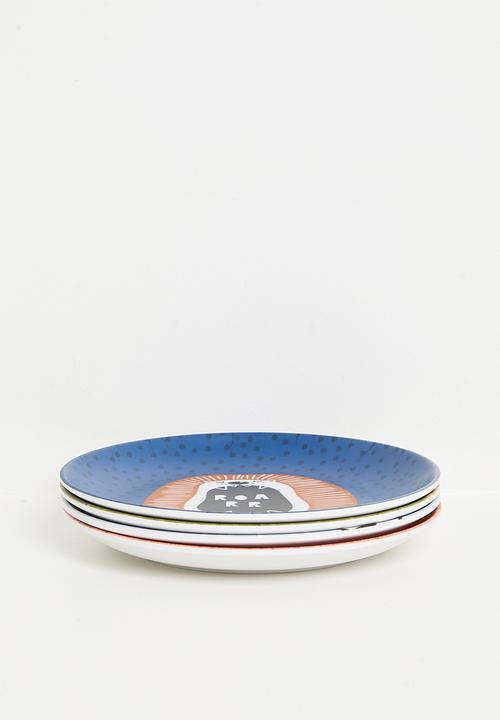 H&S - Safari Plate Set Of 4 - multi