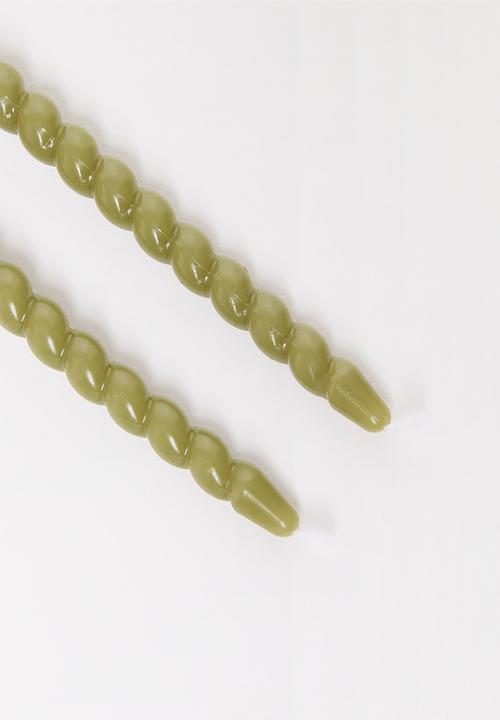 H&S - Twisted 20cm dinner candle set of 10 - Green