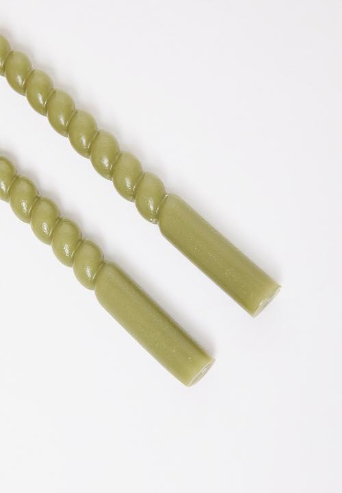 H&S - Twisted 20cm dinner candle set of 10 - Green