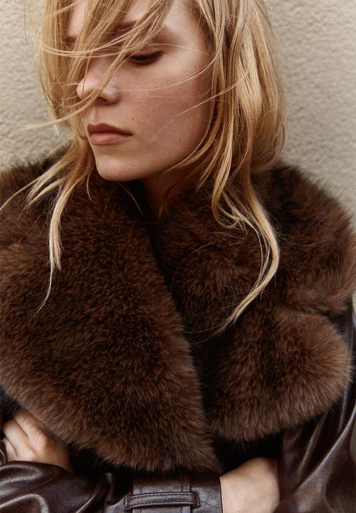H&M - Collared biker jacket - dark brown