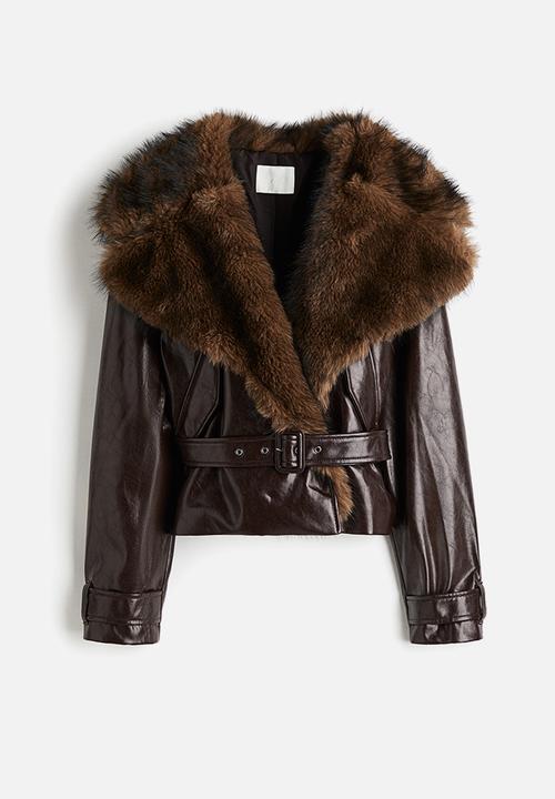 H&M - Collared biker jacket - dark brown