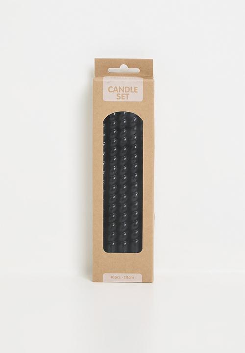 H&S - Twisted 20cm dinner candle set of 10 - Black