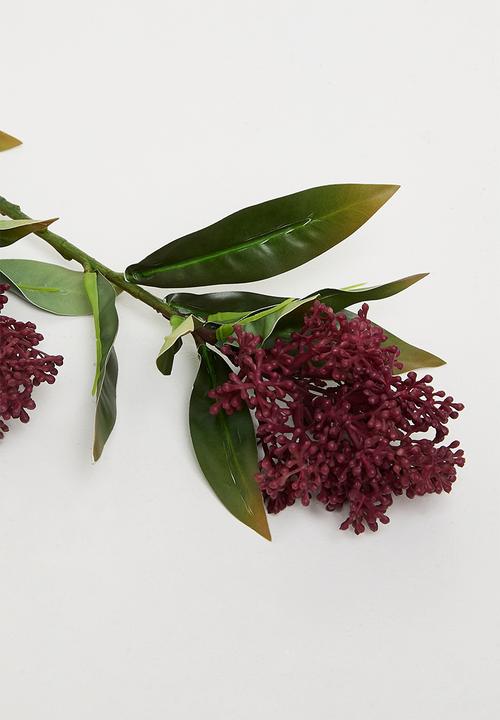 H&S - Artificial skimmia stem - Burgundy